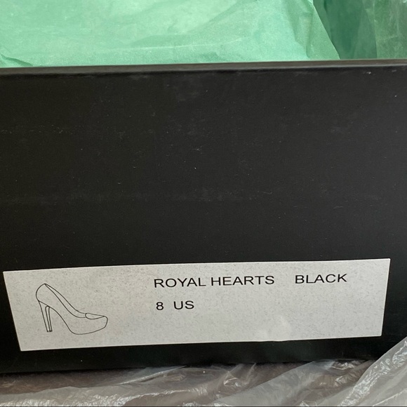 Taylor says black patent leather red sparkly heart pointed toe platform heels - Picture 11 of 11